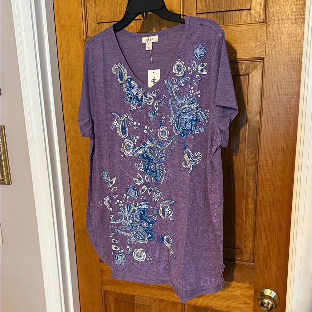 Style & Co. Purple and Blue Paisley Tunic